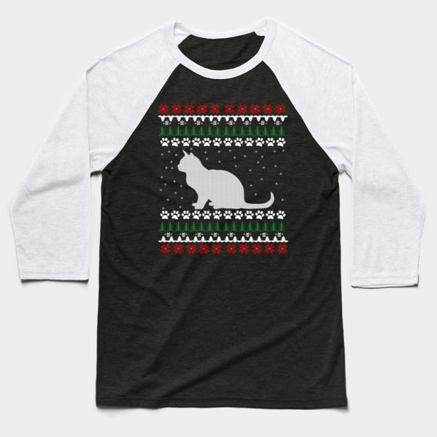 Cat Lover Ugly Christmas Sweater Gift Cute Baseball T-Shirt by uglygiftideas